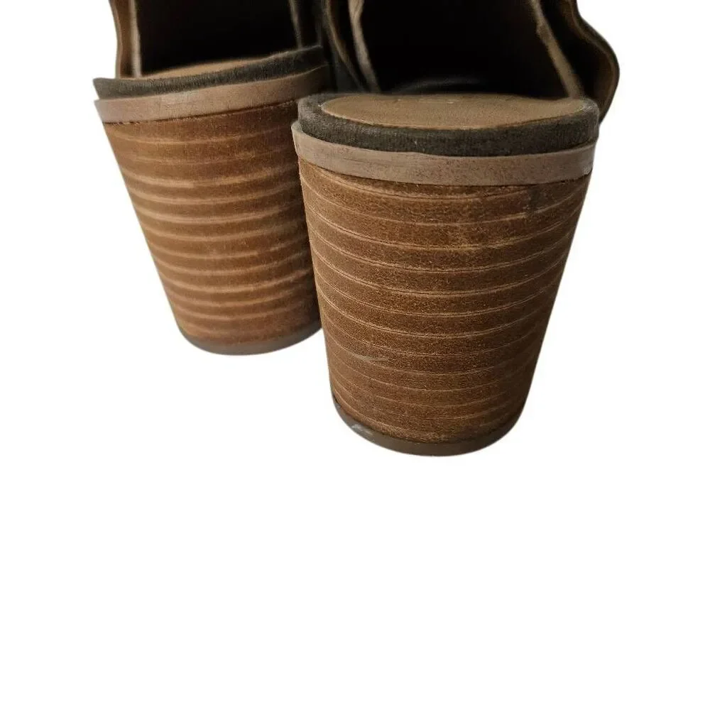 Franco Sarto olive green suede heels, slingback.  8.5